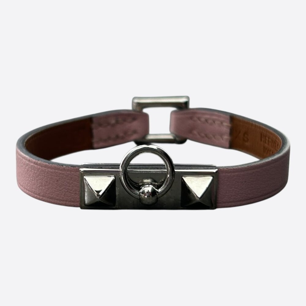 Hermes Pink Swift & Palladium Hardware Mini Rivale Bracelet